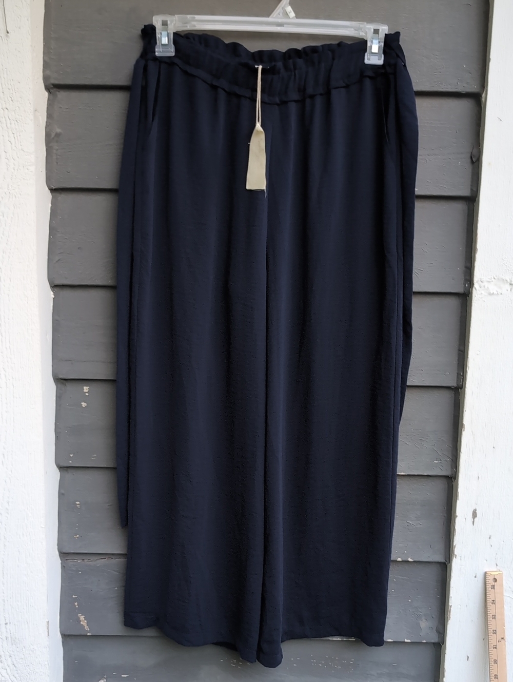 Women's Wide Leg Elastic Waist Pants - Navy Mystree Size Large NEW WITH TAGS